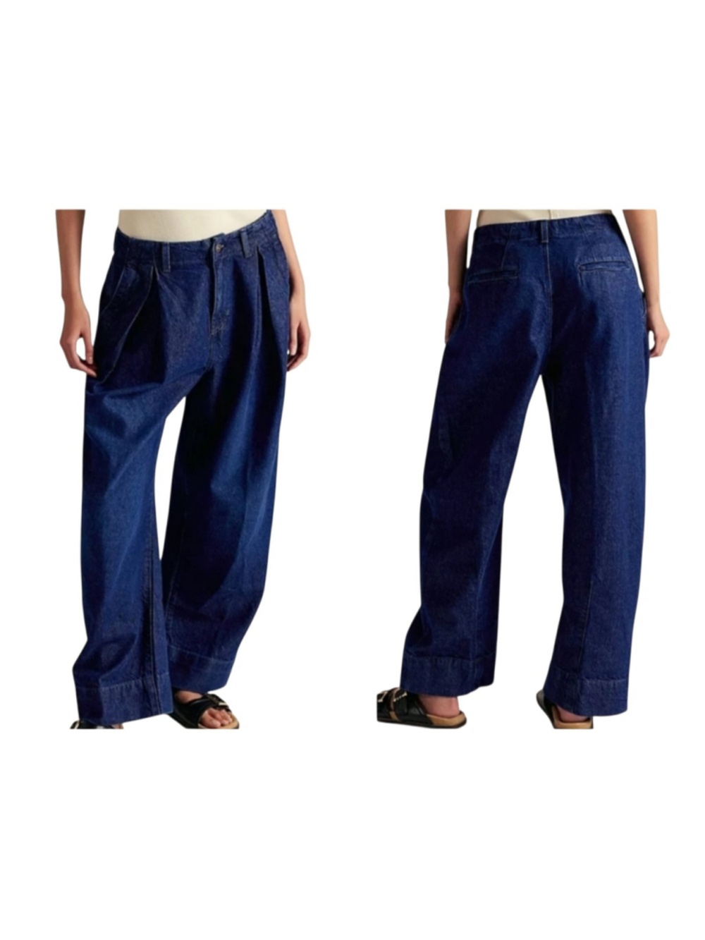 We The Free People Women Orvy New Spin Wide-Leg Denim Trousers Size 35S NWT $148